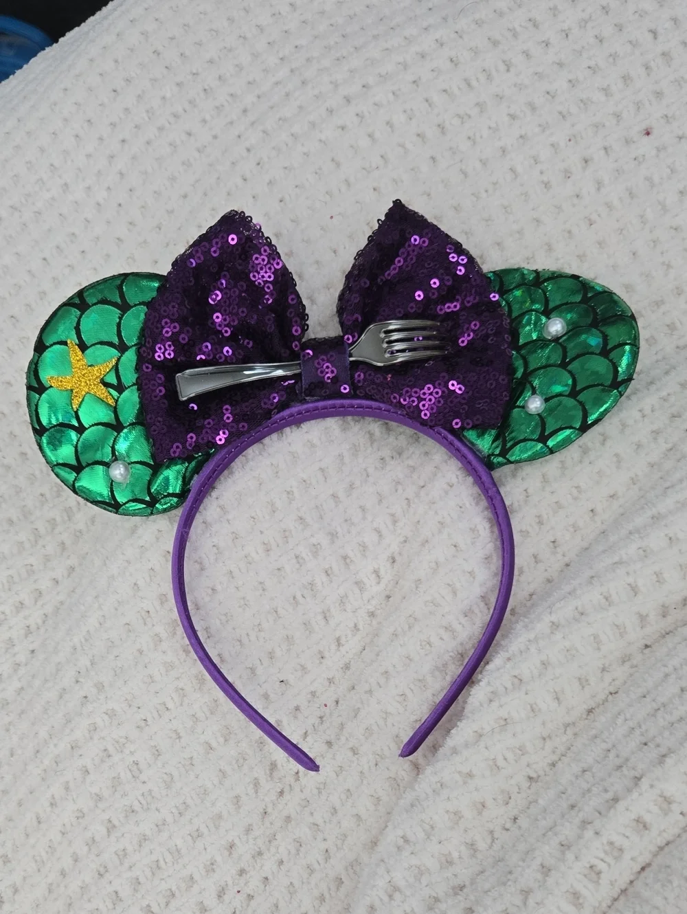 Purple Sequin Bow Mermaid Ear Headband - Little Mermaid